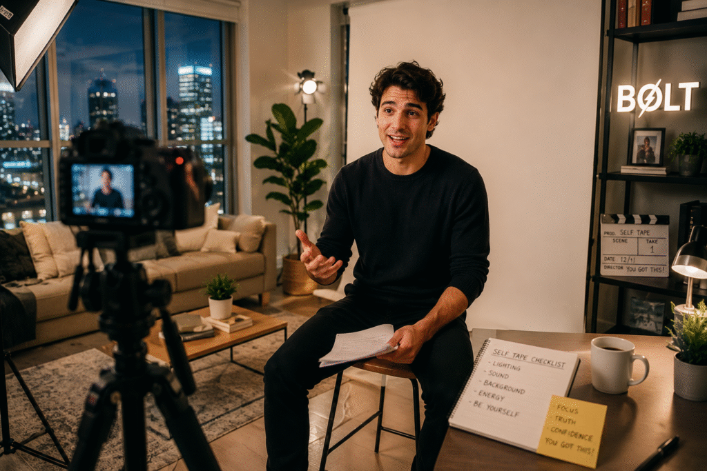 Cozy home studio self-tape setup