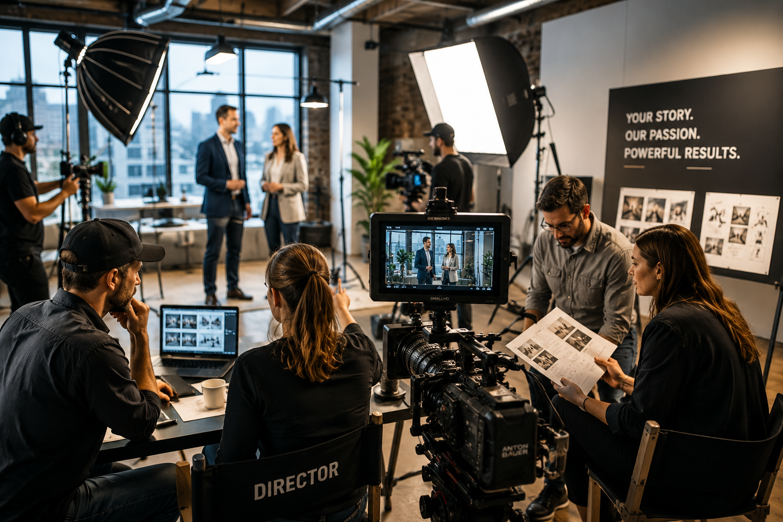 Corporate shoot production in progress