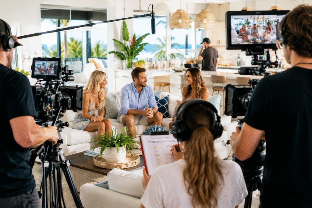 A sunlit film shoot