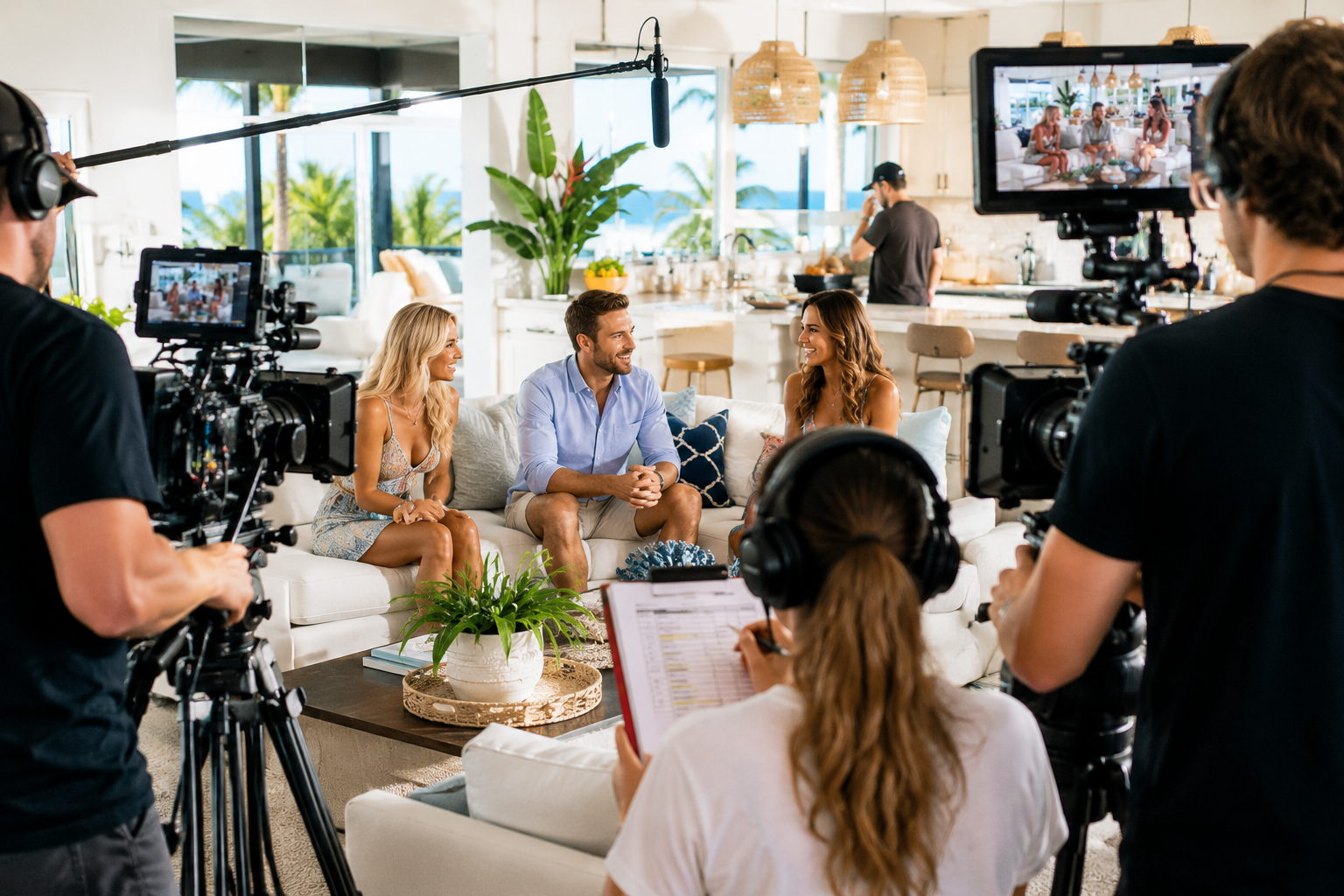 A sunlit film shoot