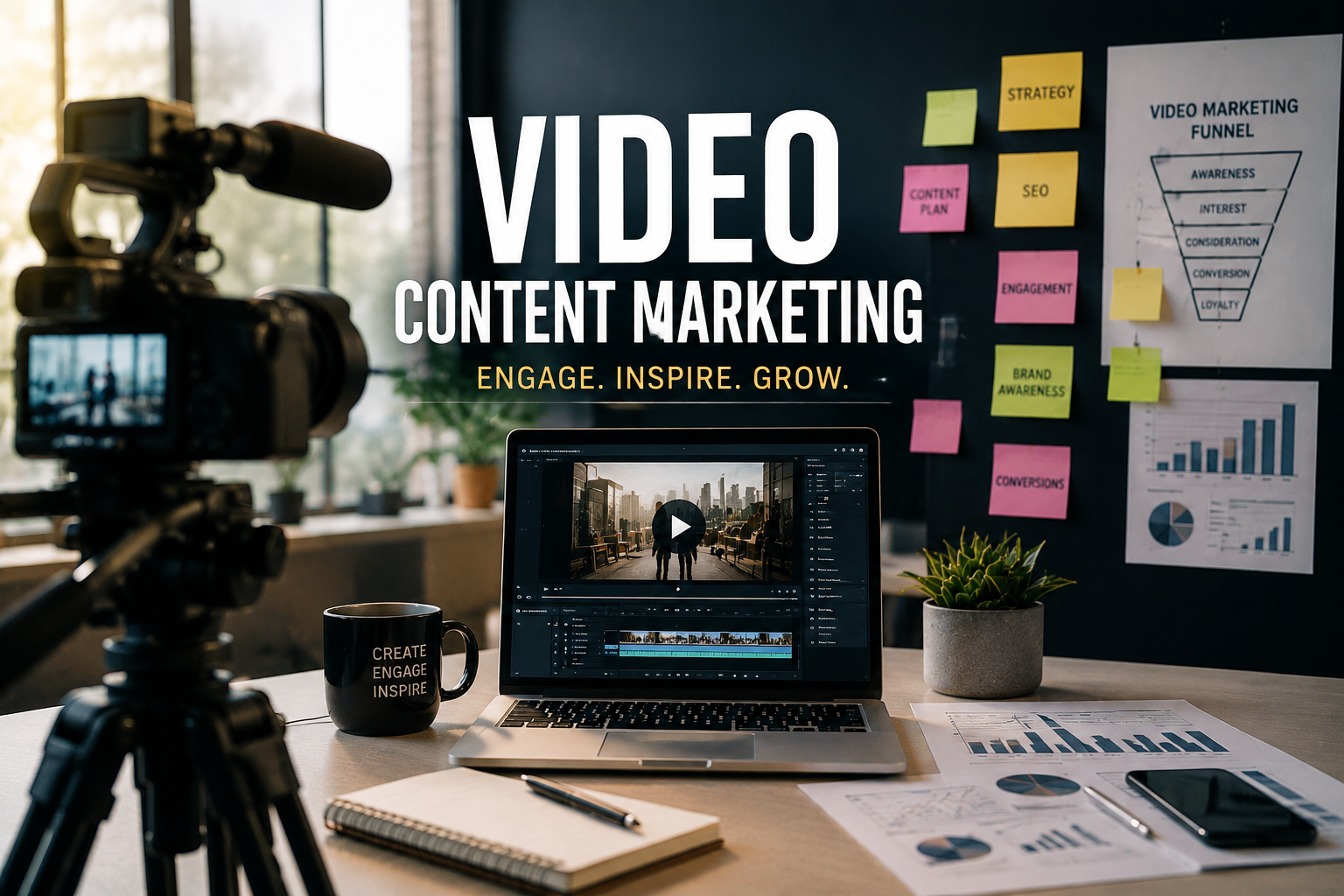 Video content marketing workspace setup