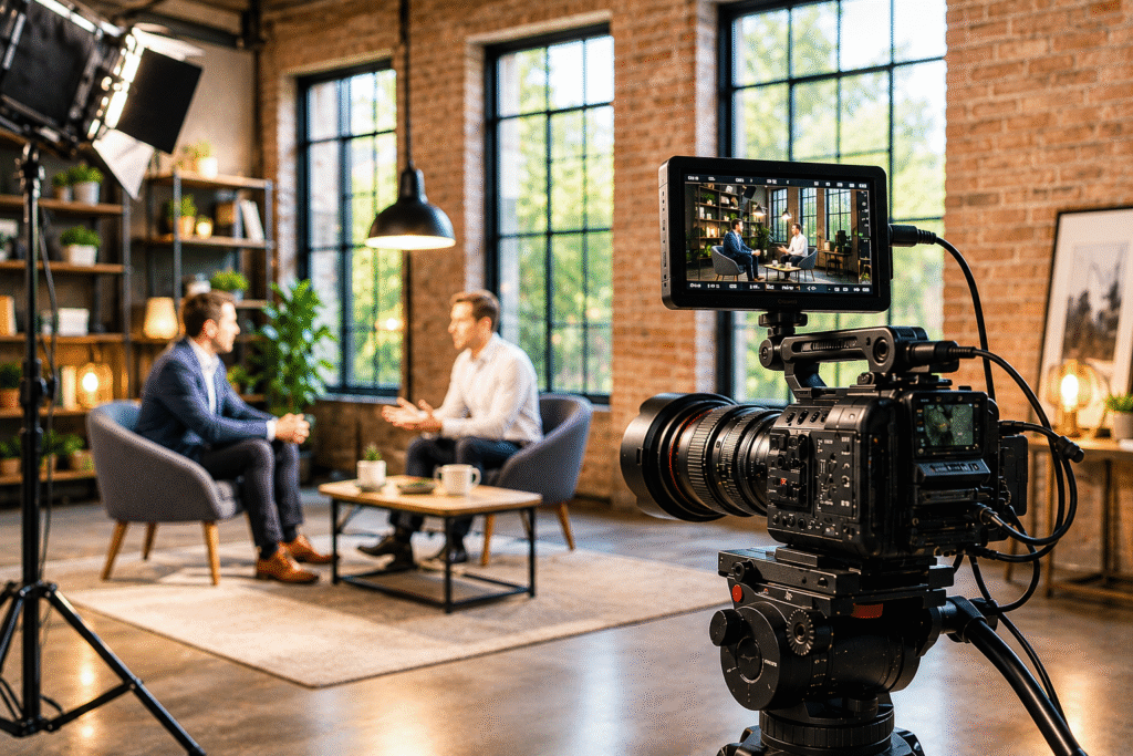 Interview recording in a modern loft studio