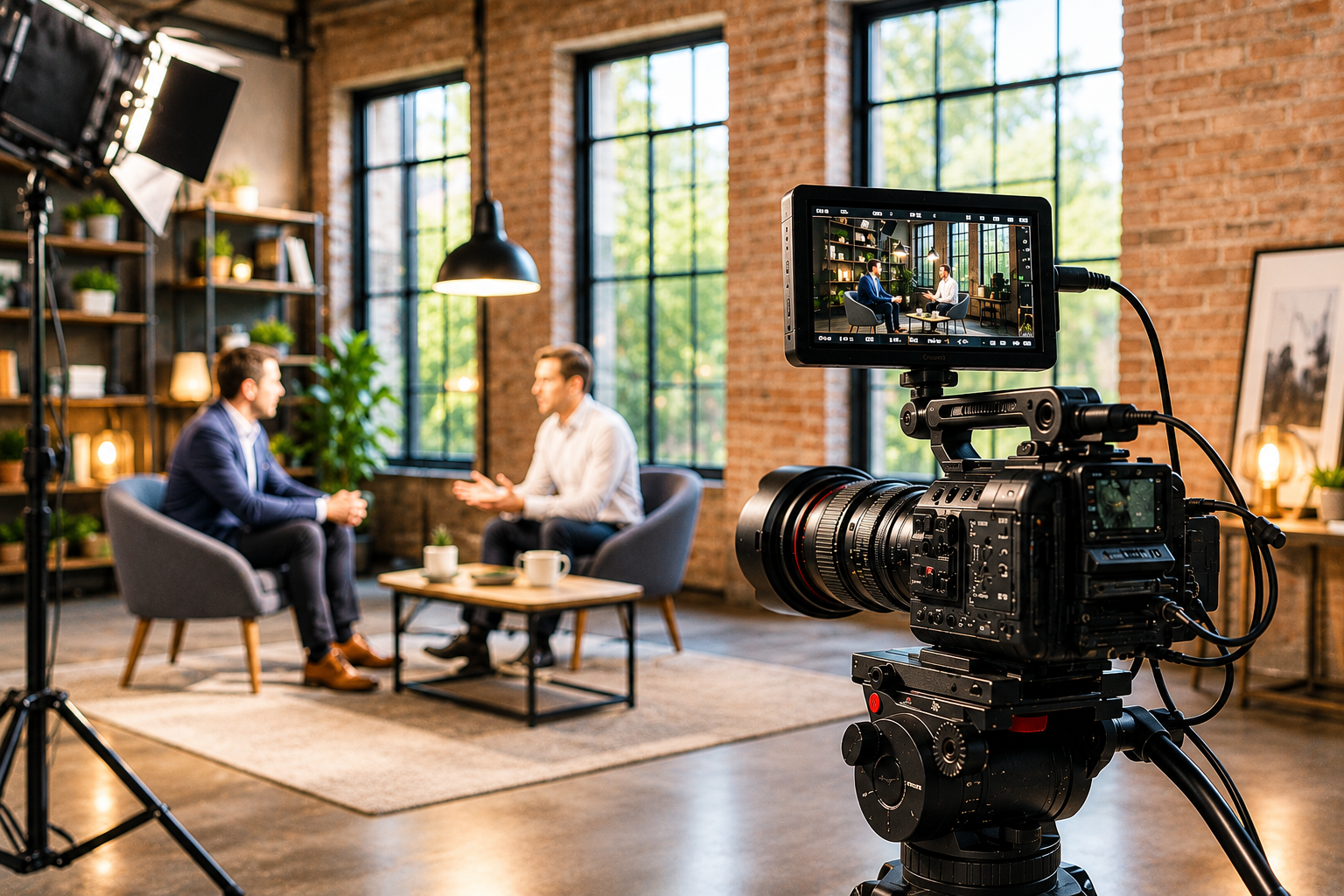 Interview recording in a modern loft studio