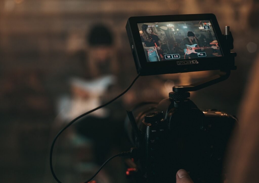 Video production camera image on set