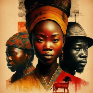 African woman and man poster