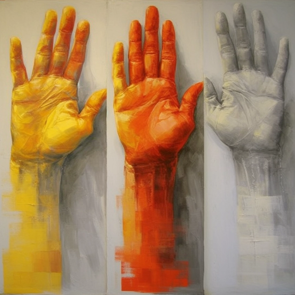 Three hands illustration